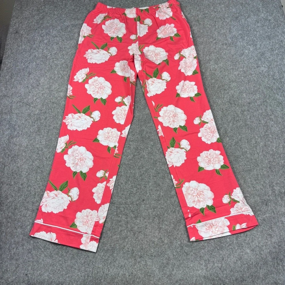 Bed Head Pajamas Women's Size M Coral Peony Print Long Sleeve Pajama Set NEW